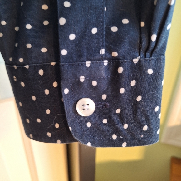 L.L. Bean Dark Blue Polka Dot Womens Shirt - Picture 6 of 8